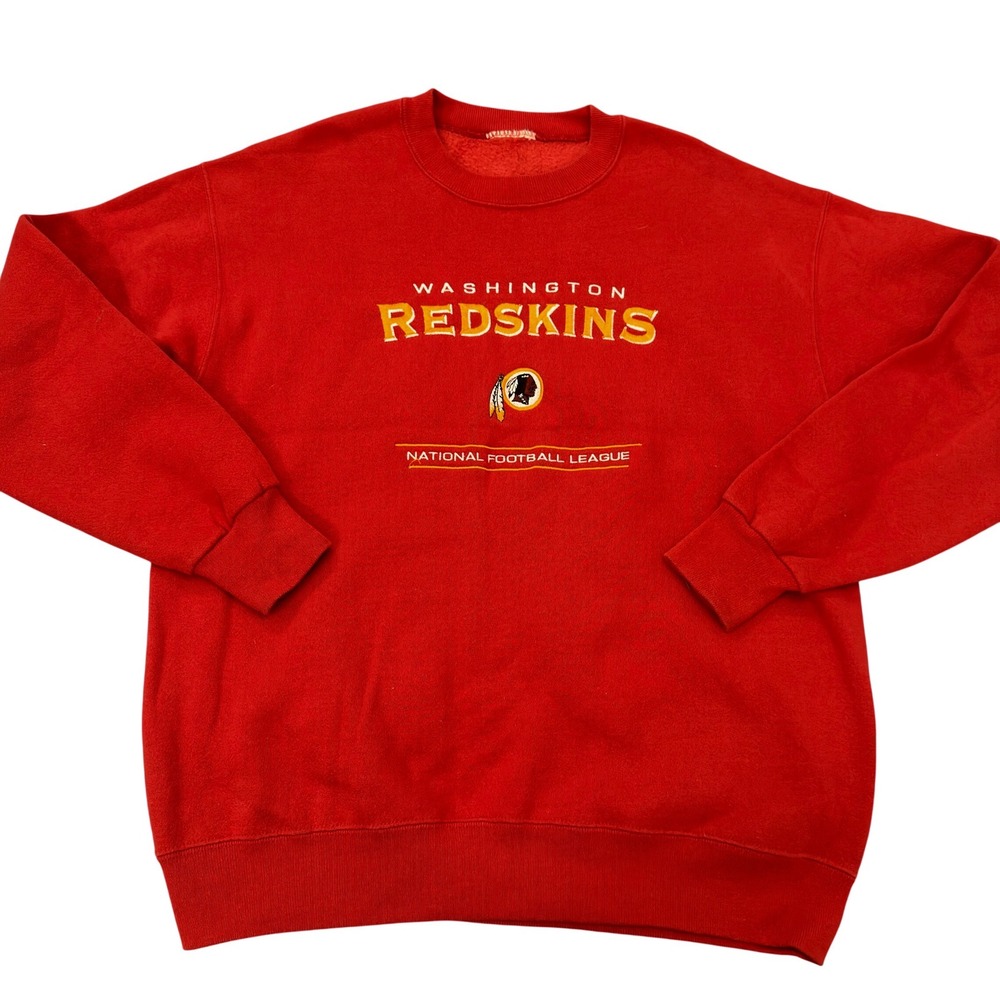 Vintage Washington Redskins NFL Sweatshirt Red Embroidered Crewneck Mens XL